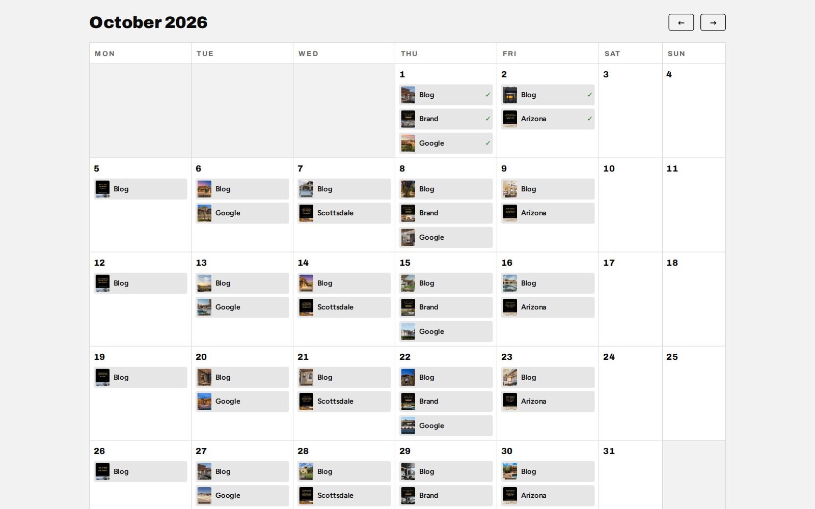 Content Calendar Dashboard, picture 1