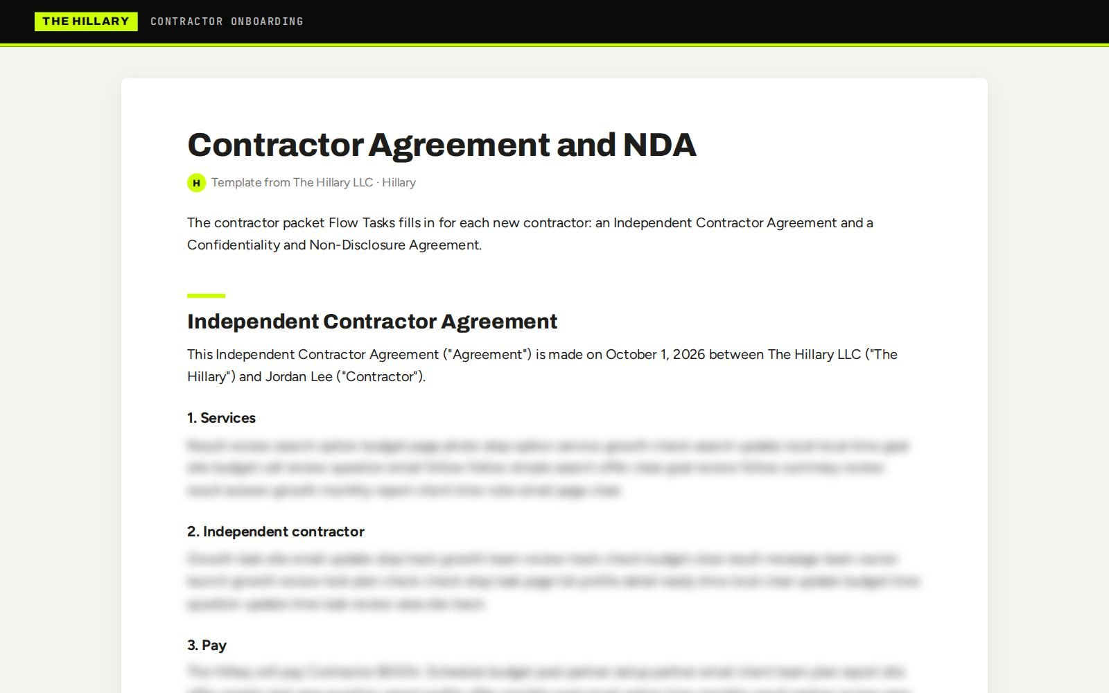 Contractor Onboarding Packet, Team onboarding by Hillary Scott