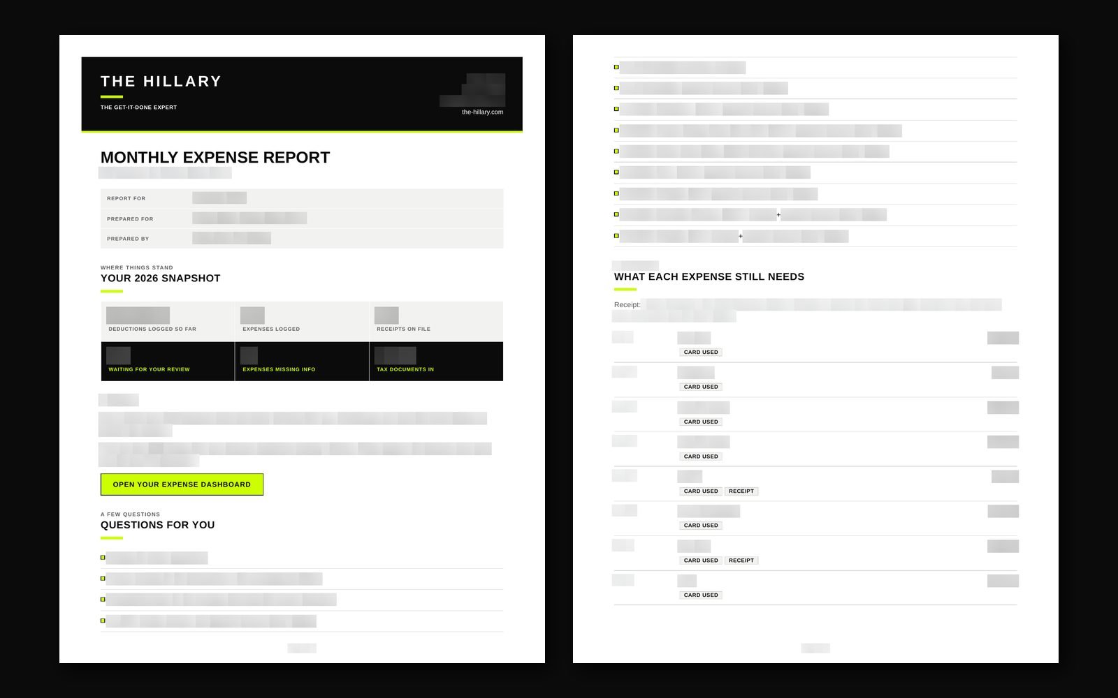 Monthly Expense Report, Client report (PDF) by Hillary Scott