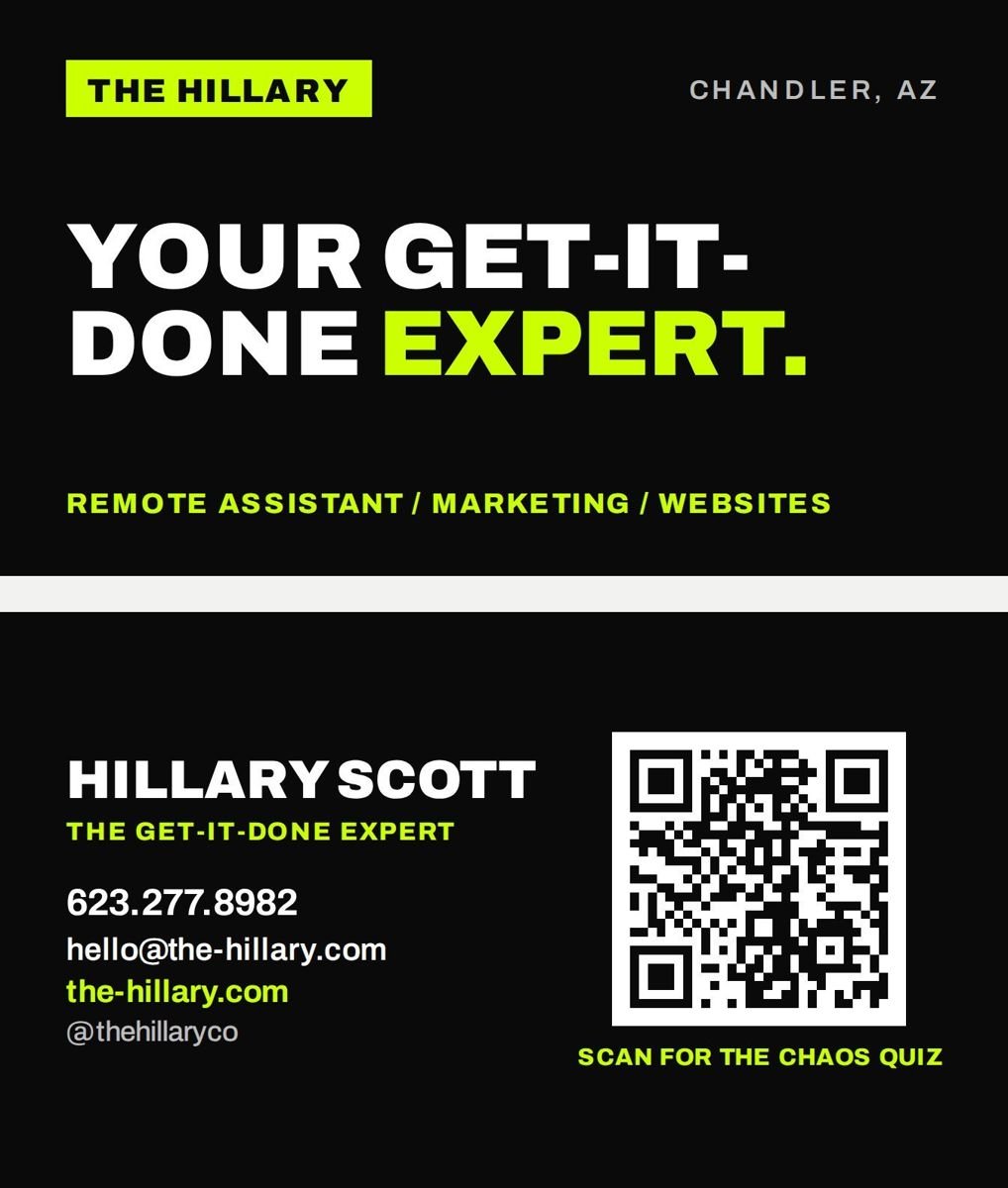 The Hillary, Business card by Hillary Scott